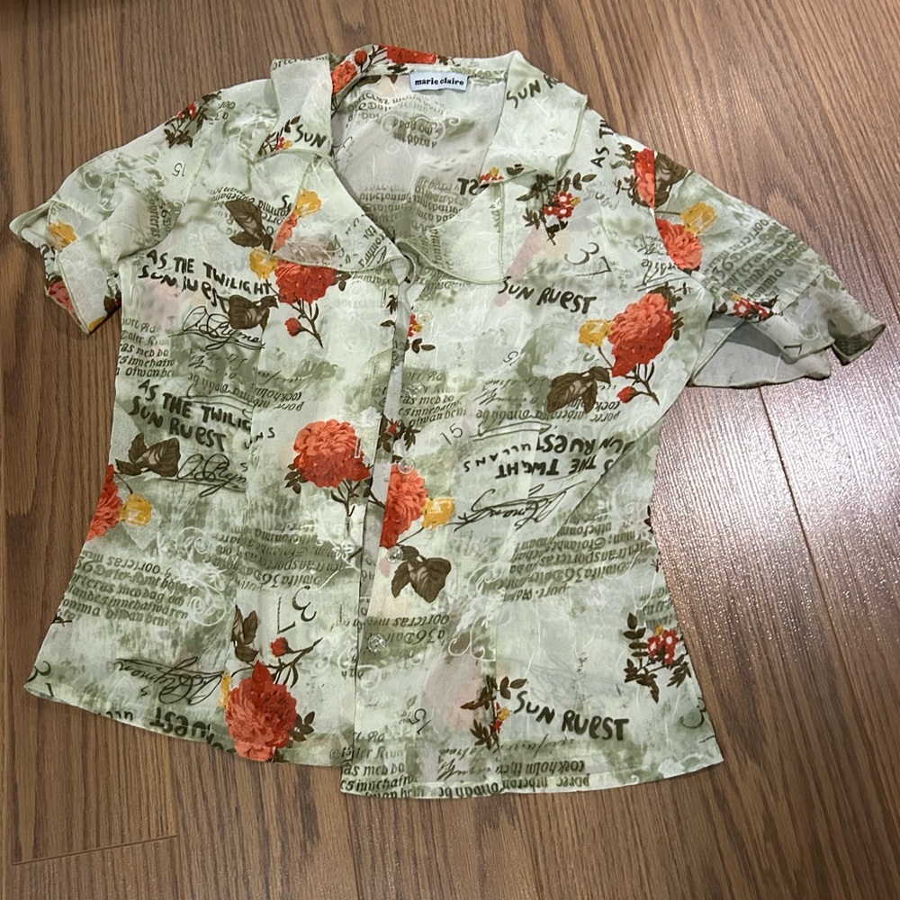 Marie claire button up tee shirt blouse